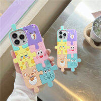 Case สำหรับ Apple iPhone 14/13/12/11 Pro Max การ์ตูนจิ๊กซอว์ปริศนาโทรศัพท์ปกซิลิโคนอ่อนนุ่มกันกระแทกกลับเชลล์