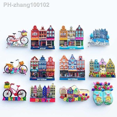 Netherlands Amsterdam Residential Houses Street View Refrigerator Magnets 3D Resin Handmade Refrigerator Magnets Creative Souven