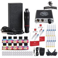 Dragonhawk Tattoo Kit Motor Pen Machine Gun Immortal Color Inks Power Supply Needles Tattoo Machine Kit Complete Makeup Set Stickers