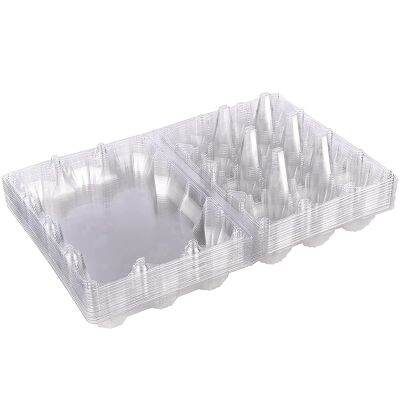 24 PACK Clear Plastic Farm Eggs Carton Storage Egg Dispenser Tray, Hotel Camping Picnic Travel Storage