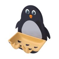 Penguins Shape Waterproof Travel Soap Box Case Bathroom Holder Dish Cartoon Plastic Sealed Candy Color Storage Soap Dishes