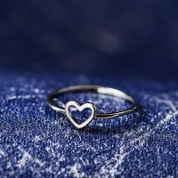 Women Silver Gold Simple Hollow Heart Rings