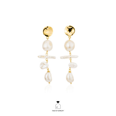 Haus of Jewelry - MOANA CARI EARRINGS ต่างหูเงินแท้ ประดับมุกน้ำจืด (Freshwater pearl)