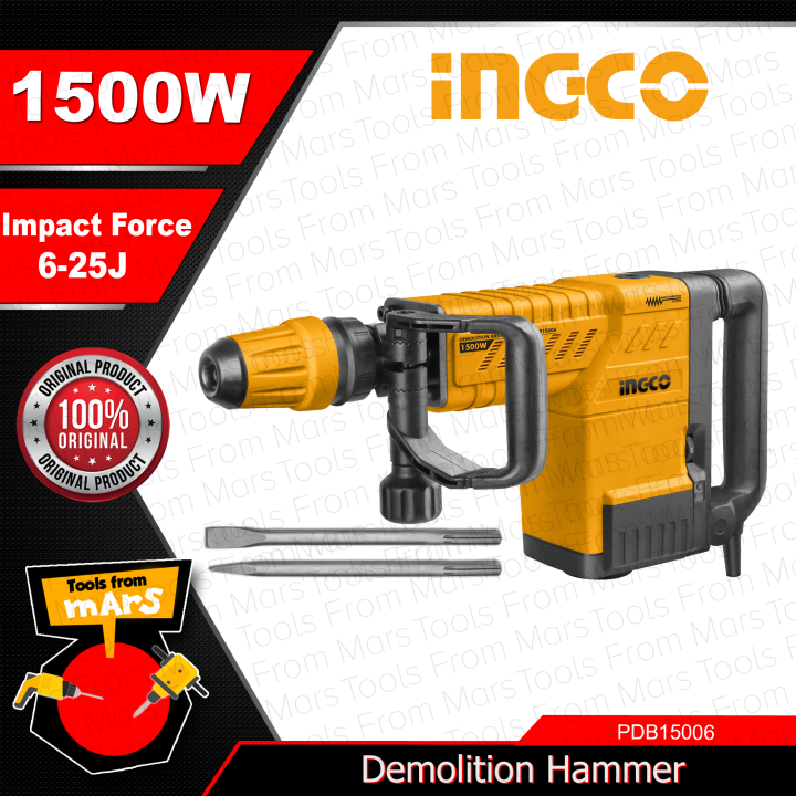 INGCO 1500W Jack Demolition Hammer Chipping Gun Breaker Percussion ...