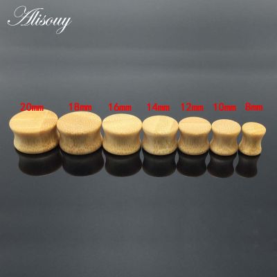 Alisouy 2 Pcs Expander ไม้ไผ่ธรรมชาติหูปลั๊กโพรงเนื้อเจาะมาตรวัด Ear Stretcher Body เครื่องประดับแบบเจาะคุณภาพสูง