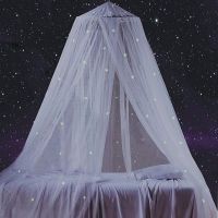【JIU YU】❈✁✖  Dome Mosquito Net Decorativa Cúpula De Poliéster Cama Canopy Fine Mesh Respirável Bed Cover Net Reutilizável Luminous Bed Canopy
