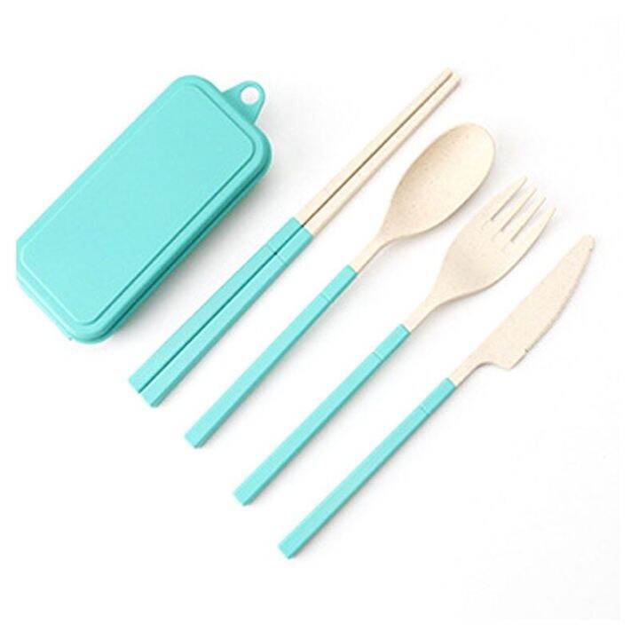 4pcs-wheat-straw-dinnerware-set-portable-tableware-knife-fork-spoon-chopsticks-set-travel-cutlery-set-eco-friendly-utensil-box-flatware-sets