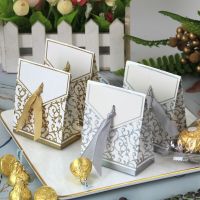 10pcs Gold and Silver Paper Candy Box Gift Bags Wedding Gift Wrapping Birthday Party Supplies Wedding Candy Boxes Gift Wrapping  Bags