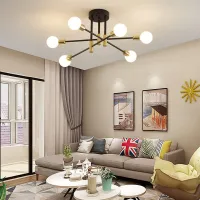 Sputnik Chandelier Modern Ceiling Light Fixture Industrial Semi Flush Mount Pendant Lighting for Kitchen Dining Bedroom Room