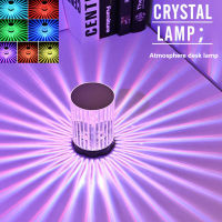 โคมไฟโต๊ะคริสตัล Led 3/16สีแบบชาร์จไฟได้ข้างเตียงนอนไฟกลางคืนโคมไฟรูปปริซึมเรืองแสงโรแมนติก