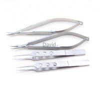 PUANIB 12.5ซม. กล้องจุลทรรศน์ตาชุด4Pcs Hand Micro Forceps Micro Shear ผู้ถือเข็มฟันแพลตฟอร์มคีม Kino