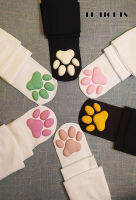 2คู่6สี Kawaii 3D Cat Pad ถุงเท้า Paw ถุงน่อง Lolita คอสเพลย์กำมะหยี่ Overknee ต้นขาสูงยาว Fetish ถุงน่อง60ซม.