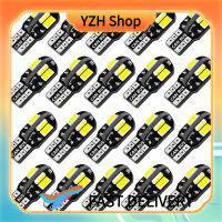 YZH Shop หลอดไฟ LED W5W ชิปเซ็ต5730 8SMD T10 12V 160LM สว่างมากอะไหล่หลอดไฟสำหรับรถยนต์ประตูโดมไฟตกแต่งรถยนต์แพ็คละ20ชิ้น