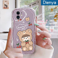 เคส Dienya สำหรับ iPhone 11 Pro 11 Pro Max เคสเนื้อครีมลายหมีเชอร์รี่เคสนิ่มกันกระแทกเคสโทรศัพท์โปร่งใสเจลซิลิกาแบบใสป้องกันการตกหล่นฝาครอบป้องกันเลนส์กล้องถ่ายรูป