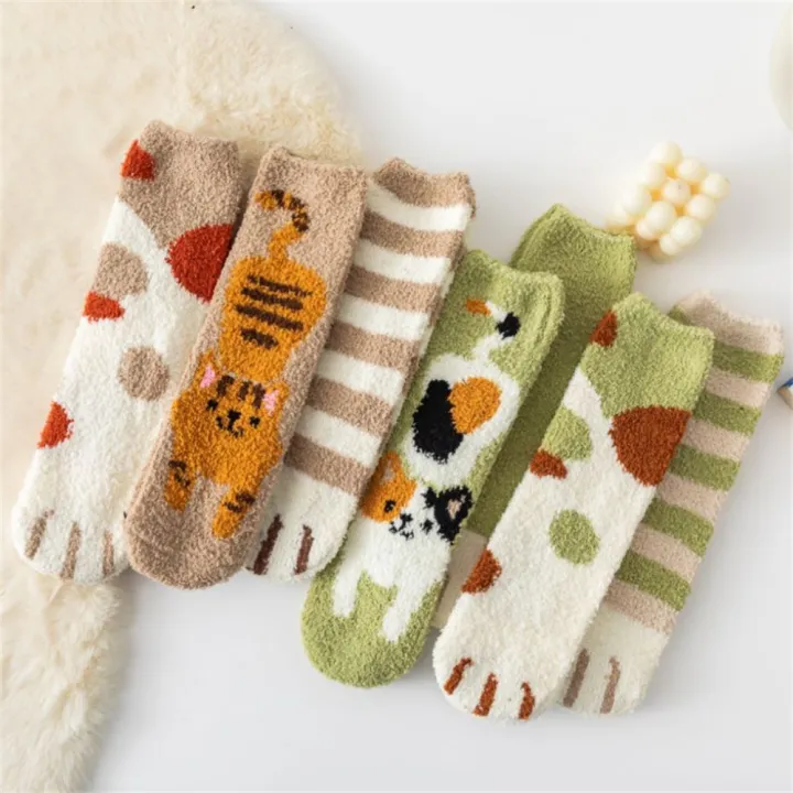 cartoon-animal-socks-cozy-winter-stockings-thick-warm-mid-thigh-socks-cute-cat-paws-floor-socks-kawaii-cat-claws-socks