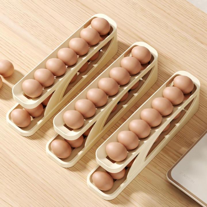 ตู้แช่ไข่ที่แยกไข่แบบเลื่อนได้สองชั้นแบบอัตโนมัติชั้นเก็บไข่ให้สดชื่นสำหรับห้องครัวในบ้าน