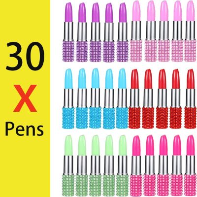 30pcs Lipstick Shape Pen Writing Ink Pens Cute Lipstick Ballpoint Pens for Students Kids Presents Office Stationery Supplies Pens