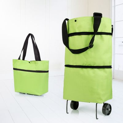 【CW】 Folding Shopping Pull Cart Trolley With Wheels Reusable Grocery Food Organizer Vegetables