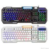 Waterproof Mechanical Gaming Keyboard 104 Keys Backlit Keyboard w Mobile Phone Hoder Slot for PC Gamer Computer D23 21 Dropship