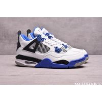 Best Sale『Original』ΝΙΕ A J 4 R Basketball Shoes All Match Men Women Sports Shoes White Blue (Free Shipping)