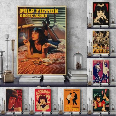 【LZ】 Vintage Posters and Prints Pulp Fiction Quentin Tarantino Canvas Painting Wall Art Pictures Stickers for Living Room Home Decor