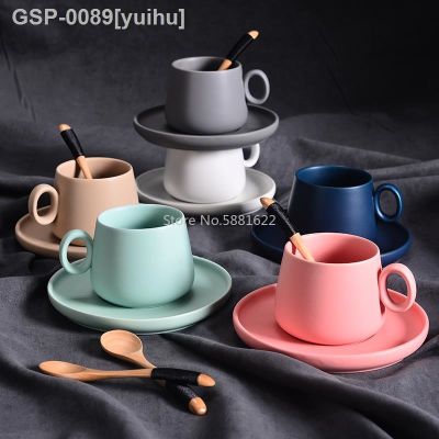 ✐Ğyuihu Xícara De Café Cerâmica Estilo Nórdico Conjunto Simples Seis Cores Com Para Colher Presentes Divertidos Para Escritório