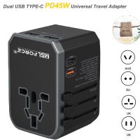 All In One Travel Charger Wall Charger แปลงเป็น US EU UK Australia Universal Travel Plug Outlet ประเภท c PD45W แล็ปท็อป