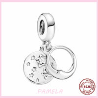 PAMELA 925 Sterling Silver Dangle Circle Charms Christmas Gift Star Round Beads DIY For Original Pandora Bracelet Female Jewelry