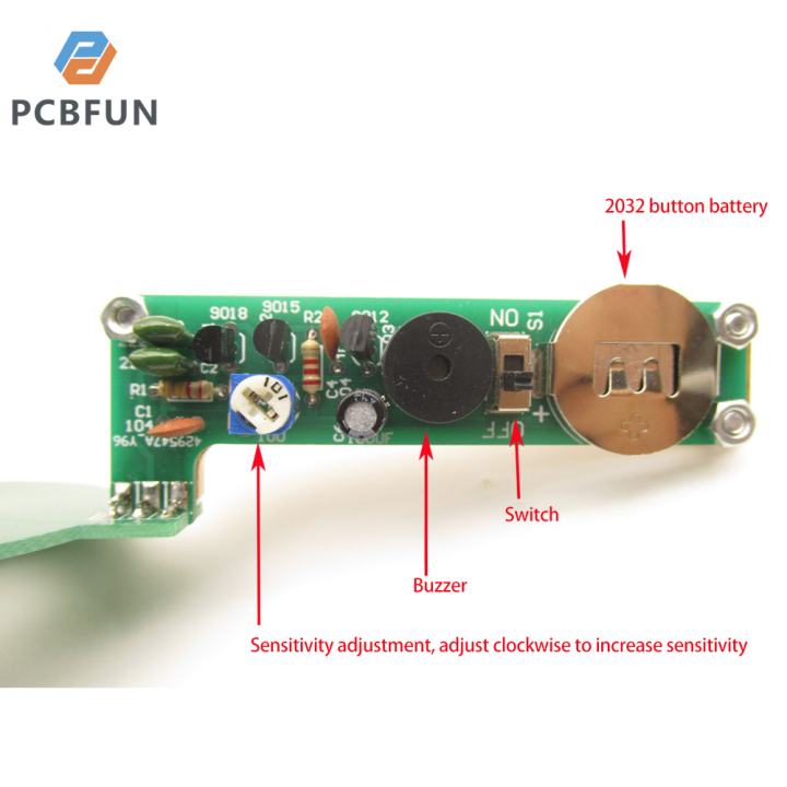 pcbfun-เครื่องตรวจจับโลหะแบบ-diy-พร้อมฝาครอบอะคริลิคชุดอิเล็กทรอนิกส์เครื่องตรวจจับโลหะที่เรียบง่ายผลิตจากชิ้นส่วนอะไหล่-dc-3-5v