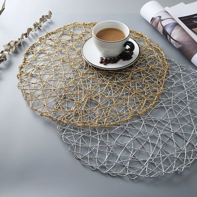 Japanese Woven Home Round Heat Insulation Placemat PVC Waterproof Non-slip Home Dining Table Mat