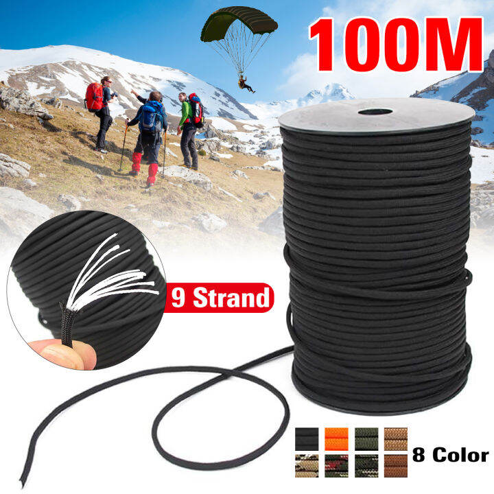 100M 550 Paracord Parachute Cord Lanyard 9Strand Parachute Rope Outdoor