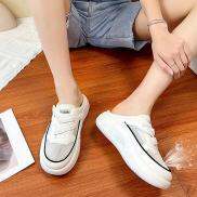 Zysoil dép nữ dép nửa chân bít mũi giày trắng thoải mái chống trượt Xăng
