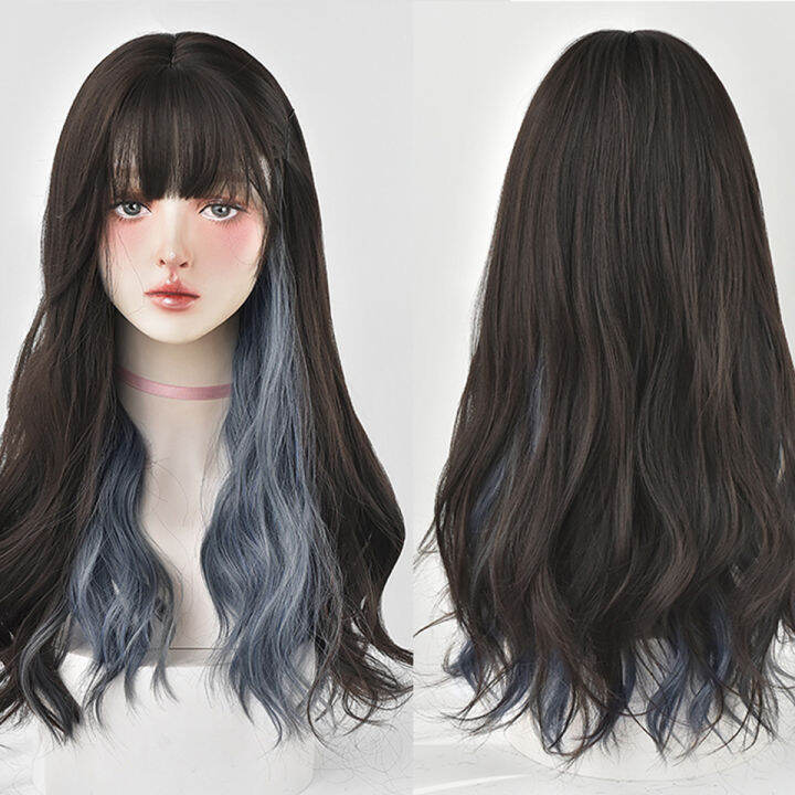 เป็นผมหยิกยาวสีน้ำตาลสีดำและสีม่วงวิกผมลูกไม้-glueless-ไฟเบอร์ผมวิกผมด้านหน้าสังเคราะห์สำหรับแฟชั่น