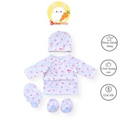 Bunnybaby - Set áo sơ sinh 4 món kèm mũ vớ cho bé 3-5kg
