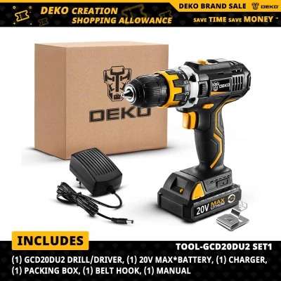 DEKO GCD20DU2Y 20 โวลต์สูงสุดไขควงไฟฟ้าสว่านไร้สาย Mini Wireless DEKO GCD20DU2Y 20 โวลต์สูงสุดไขควงไฟฟ้าสว่านไร้สาย Mini Wireless