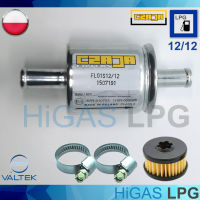 กรองแก๊ส LPG Czaja ø 12mm / ø 12 mm ( NEW 2020) + ไส้กรองหม้อต้มแก๊ส Valtek 1 ชิ้น +เข็มขัดรัท่อแก๊ส 2 ชิ้น