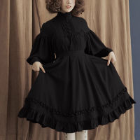 35&amp; Vintage Elagant women dress gothic style lantern long sleeve dress Dress lace up Cute sweet lolita female dresses