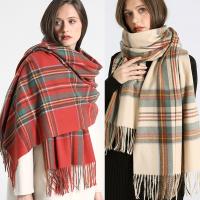 {Warm scarf}หรูหราผ้าพันคอลายสก๊อตฤดูหนาวที่อบอุ่นแคชเมียร์ผู้หญิงยาว Pashmina F Oulard หญิงผ้าพันคอเลดี้พู่ผ้าคลุมไหล่ห่อ2022การออกแบบใหม่