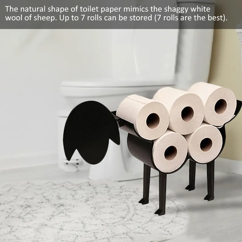 New Novelty Toilet Roll Holder Free Standing Black Sheep Bathroom Tissue  Storage