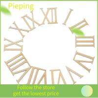 PIEPING 12pcs/set DIY ชิ้นส่วนงานฝีมือ เลเซอร์คัท เลขโรมัน เศษไม้ อุปกรณ์เสริมนาฬิกา ทำด้วยไม้