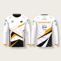 RRQ Logo Full Printing Non-Fade White Long Sleeve Dryfit Jersey Size S-3XL for Men | Jersey RRQ Putih Lengan Panjang MPL Season 8 {in store}