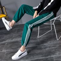 Sports Pants Women Loose Slim Fashion Side Stripe Plus Size Long Pants Korean High Waist Casual Jogger Pants Seluar