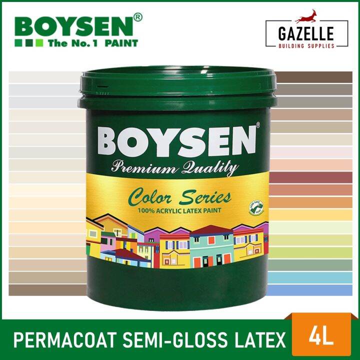 cod Boysen Color Series Permacoat SemiGloss Latex Acrylic Latex Paint 1L / 4L / 16L Lazada PH