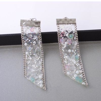 ex491 Korean Version Fashion Vintage Simple Crystal Sequins Beads Long Strip Tassel Earrings Women 39;s Jewelry Accessories