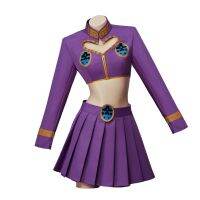 Anime Jojos Bizarre Adventure Cosplay Outfits Giorno Giovanna Cosplay Crop Top Mini Skirt Set GIOGIO Costume Purple Dress Suit