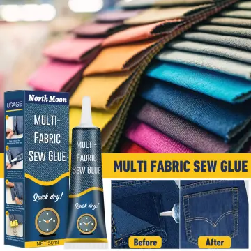 Sew Glue Clothes Fabric Leather Sew Glue Kit Secure Fast Drying Glue Liquid  Sewing Ultra-stick Adhesives Waterproof 50ML