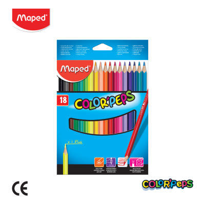 Maped (มาเพ็ด) สีไม้ 18 สี สีสด แท่งสามเหลี่ยม COLORPEPS  รหัส CO/832063