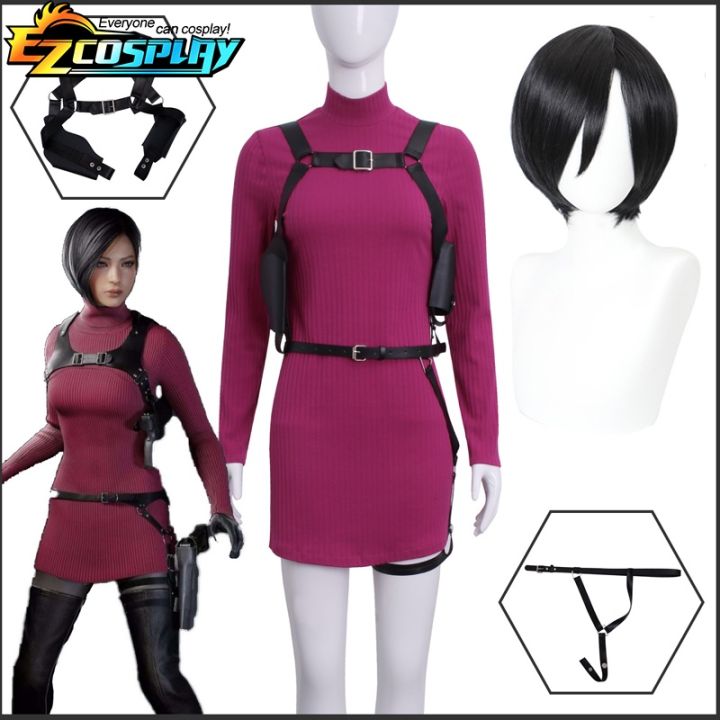 Resident Evil 4 Ada Wong Cosplay Costume Cheongsam Dress Halloween Carnival  Suit