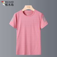 Woodpecker ice silk quick-drying T-shirt female short sleeve running round collar summer sports fitness male breathable quick-drying thin coat