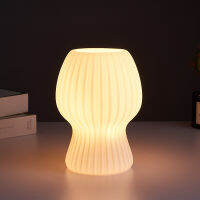 R ลายเห็ดโคมไฟแก้วโคมไฟตั้งโต๊ะ Dimmable Night Light สำหรับห้องรับประทานอาหารห้องนั่งเล่นห้องนอนตกแต่งบ้าน Plug Charg